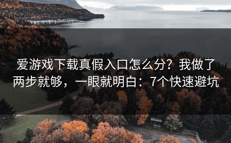 爱游戏下载真假入口怎么分？我做了两步就够，一眼就明白：7个快速避坑