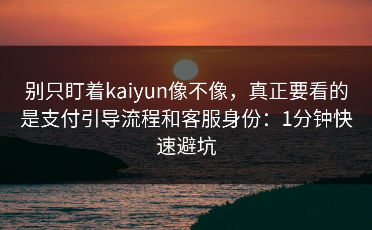 别只盯着kaiyun像不像，真正要看的是支付引导流程和客服身份：1分钟快速避坑