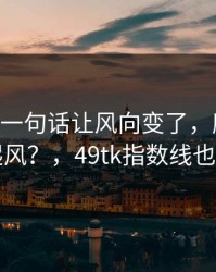 B费赛后一句话让风向变了，摩纳哥内部又起风？，49tk指数线也对上了
