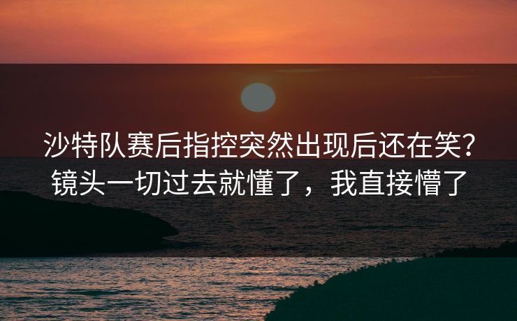 沙特队赛后指控突然出现后还在笑？镜头一切过去就懂了，我直接懵了