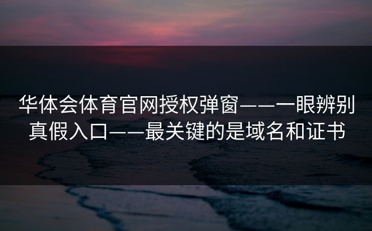 华体会体育官网授权弹窗——一眼辨别真假入口——最关键的是域名和证书