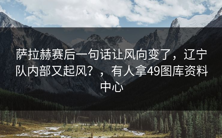 萨拉赫赛后一句话让风向变了，辽宁队内部又起风？，有人拿49图库资料中心